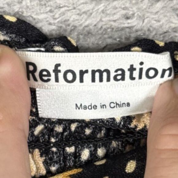 Reformation Top Women Size 8 Marjorie In Carolina Print Black Yellow Floral Boho - Picture 9 of 16